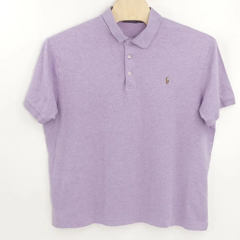 Polo Ralph Lauren Short Sleeve Polo Shirt Pony Logo Cotton‎ Purple Men's 2XB